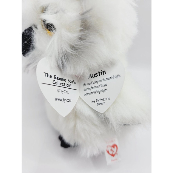Ty Beanie Boo 'Austin' the White Owl (6 inch) - Picture 4 of 5